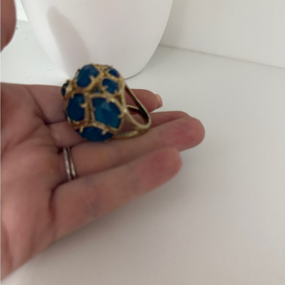 RACHEL Rachel Roy Blue and Gold Statement Ring - Picture 4 of 5